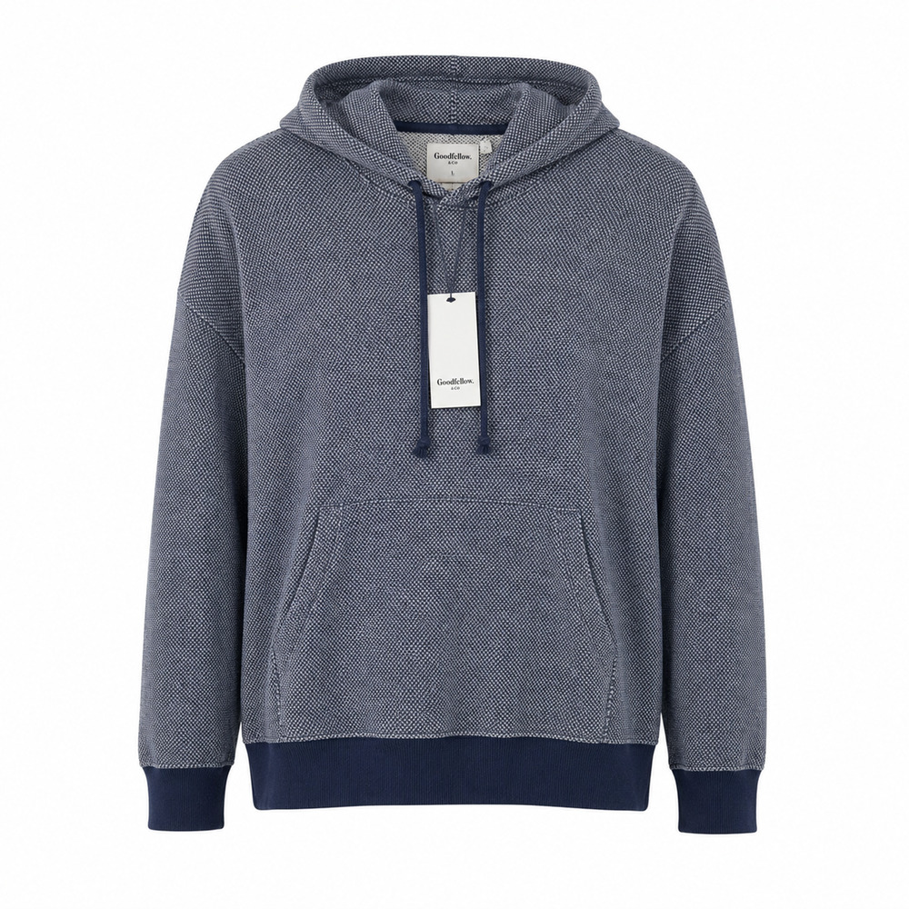 Goodfellow & Co Men's XXL Hooded Sweatshirt Blue Textured Pullover FAST SHIPPING